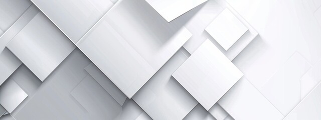 Wall Mural - Abstract white background with geometric shapes and shadows, light gray color Generative AI