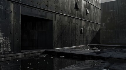 Wall Mural - Dark Industrial Architecture with a Minimalist Aesthetic
