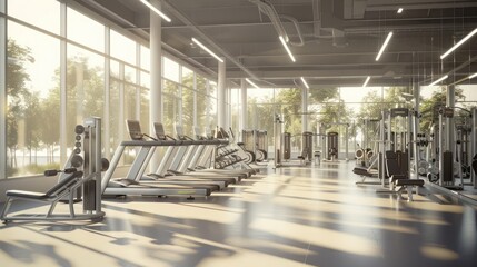 Wall Mural - high-performance gym with energy-efficient windows that reduce the need for artificial cooling, keep