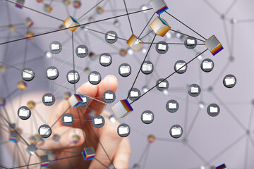 Aufkleber - data network 3d digital info