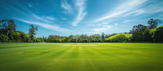 Poster - Cricket Ground Under a Blue Sky