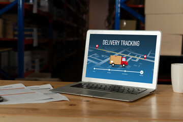 Wall Mural - Delivery tracking system for e-commerce and modish online business to timely goods transportation and delivery