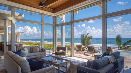 Wall Mural - coastal resort with storm-resistant energy-efficient windows designed to withstand hurricane forces 