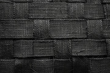 Aufkleber - a close up of a black and white woven fabric, The intricate cross-hatch pattern of a charcoal fabric weave, with each thread detailing clearly visible