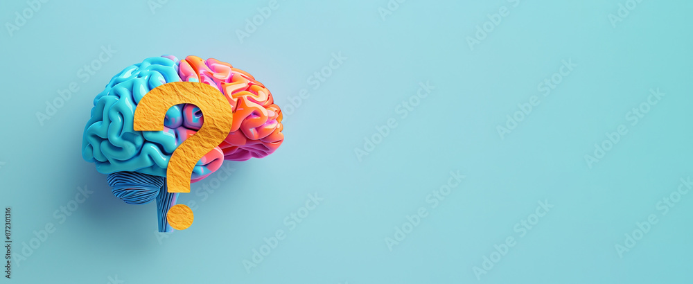 Human brain with a question mark, education and business concept ...