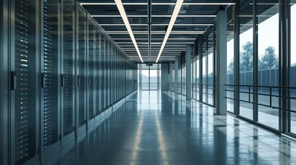 Wall Mural - high-tech data center with energy-efficient windows that balance natural light and insulation, creat