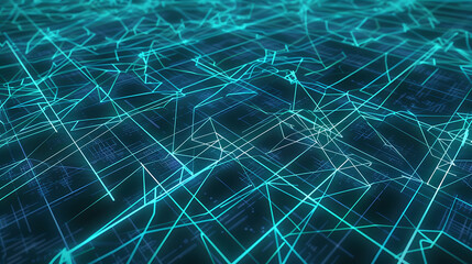 Wall Mural - Digital Matrix: Illuminated Vector Grid in Futuristic Green