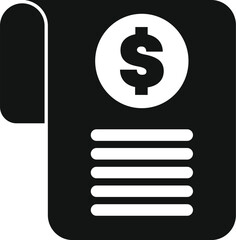 Poster - Black and white icon of a financial document, symbolizing financial planning and wealth growth
