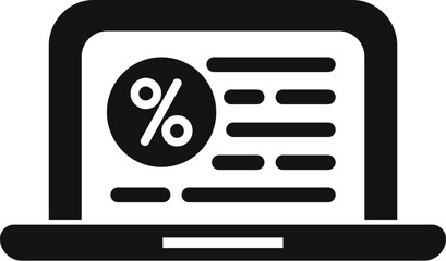 Fototapete - Black silhouette of a laptop displaying a percentage sign, representing online loan approval