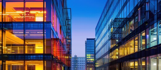 Poster - Modern Cityscape with Illuminated Buildings