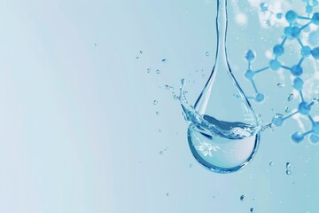 Aufkleber - Transparent Water Droplet with Embedded Molecule Structure on a Digital Interface, Representing Science and Clarity
