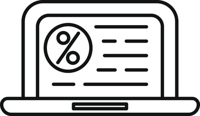 Sticker - Open laptop displaying percentage symbol on screen representing online loan application process