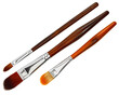 © Nemanja - Set of three wooden brown paint brushes isolated on transparent background. Artist painter hobby tool equipment object, canvas creativity and drawing instrument