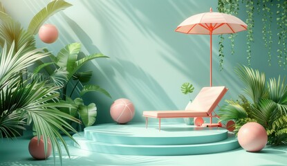 Wall Mural - Summer Paradise: Relaxation by the Pool