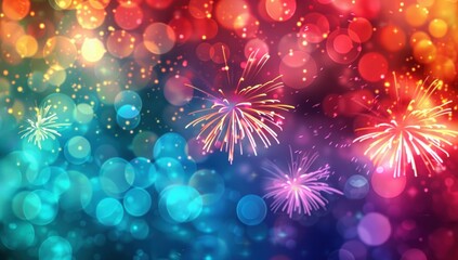 Wall Mural - Colorful Fireworks Display