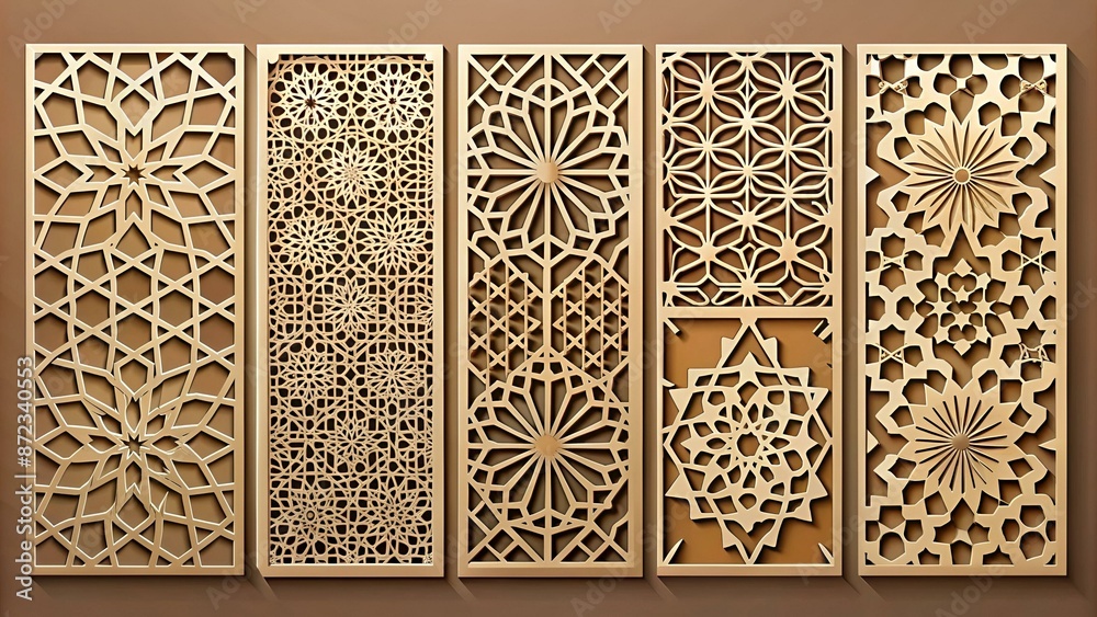 Стоковое фото «Vector laser cut templates. Modern abstract geometric ...
