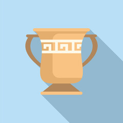 Poster - Ancient greek pottery vase with traditional greek patterns, standing on a light blue background