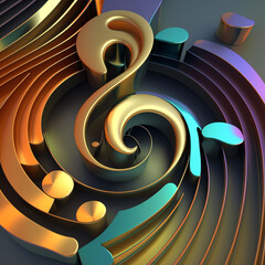Wall Mural - abstract background with clef, modern multicolor music background with abstract structure