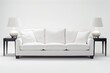 © V.Semeniuk - Modern White Sofa With Side Tables and Lamps in a Studio Setting