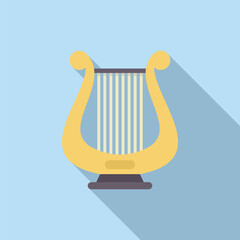 Canvas Print - Golden harp standing on a blue background, casting a long shadow