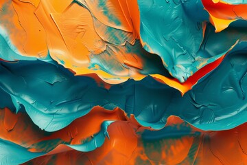 Poster - An eye-catching abstract canvas with dynamic swirls of teal and orange colors, exuding energy and artistic expression, perfect for enhancing modern interiors with vibrant art.