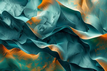 Poster - Abstract visual art featuring flowing teal and orange shapes, portraying a sense of depth and fluidity, ideal for adding a touch of modern elegance and creativity to any space.