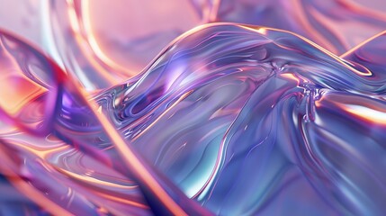 Poster - A glossy liquid surface undulates with swirling hues of purple and pink, creating an intriguing and visually captivating abstract piece, full of fluid motion and depth.