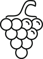 Poster - Simple line drawing of a bunch of grapes hanging on the vine