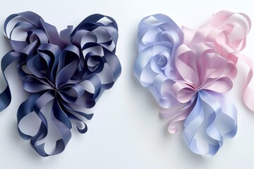 Sticker - An intricate ribbon heart design with a complex twisting pattern in soft pastel shades showcasing delicate and elegant artistic craftsmanship