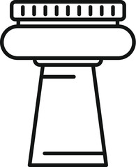 Poster - Simple black and white line drawing of a spaceship landing on a base
