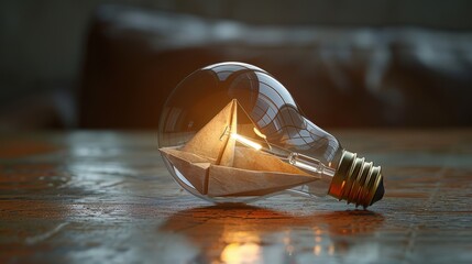 Wall Mural - a light bulb with a sail inside of it