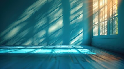 Wall Mural - a room with a window and a light coming in