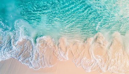 Sticker - Overhead View of Pristine Beach with Crystal Clear Waters