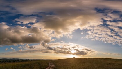 Canvas Print - panorama sky with clouds during sunset nature clouds and blue sky a high resolution photograph panoramic photo for design and background