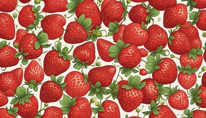 Sticker - pattern with strawberries, graphic illustration