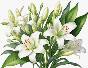 Wall Mural - Watercolor floral elements with white tender