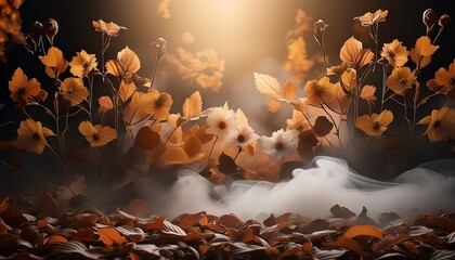 Poster - light and smoke for fall and autumn design emotional low light texture image background in warm earth tone of brown and grey color