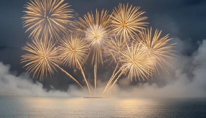 Canvas Print - festive fireworks on black background