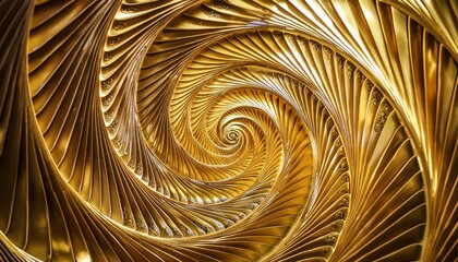 Wall Mural - abstract golden spiral texture with metallic shine and circular patterns