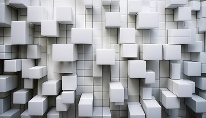 Sticker - abstract background with squares a wall of white squares with 3d effect of cubes ai generative