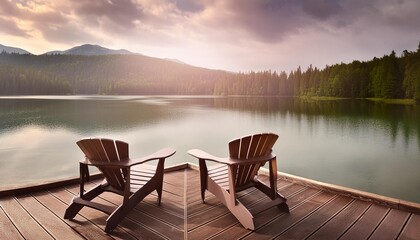 Wall Mural - comfort lake dock chairs