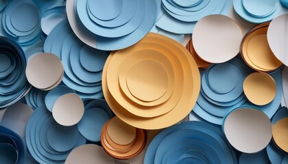 Poster - abstract paper circle background abstract background with blue orange and yellow circles colorful paper cut into circles background