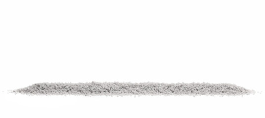 Wall Mural - Quartz sand in shape line, wall isolated on white, side view	
