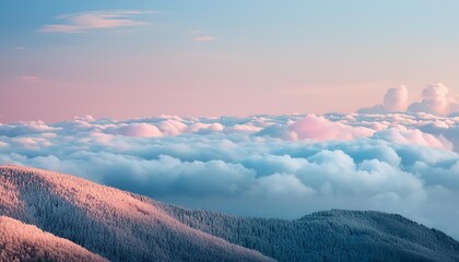 Canvas Print - pastel blue and pink sky and clouds background