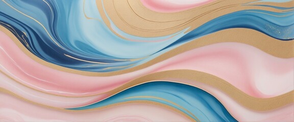 Wall Mural - elegant watercolor wallpaper with golden marbling, pastel hues, and artistic fluid textures