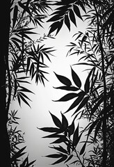 Wall Mural - Tropical Silhouette: An Oriental Garden Design Featuring Bamboo Shadows