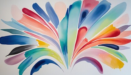 Colorful watercolor organic shapes in hand-drawn contemporary illustration set
