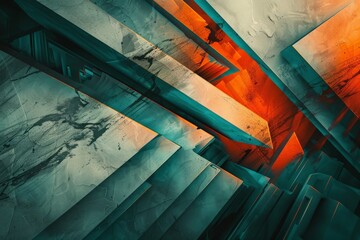 Fototapete - Abstract grunge geometric shapes background forming modern composition