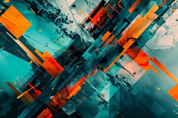 Poster - Abstract background showing dynamic composition of colorful shapes and textures