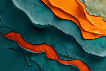Aufkleber - Abstract background forming wavy stripes of orange and teal colors
